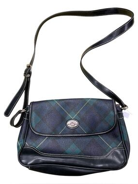 Vintage Tommy Hilfiger Navy and Black Tartan Crossbody Bag